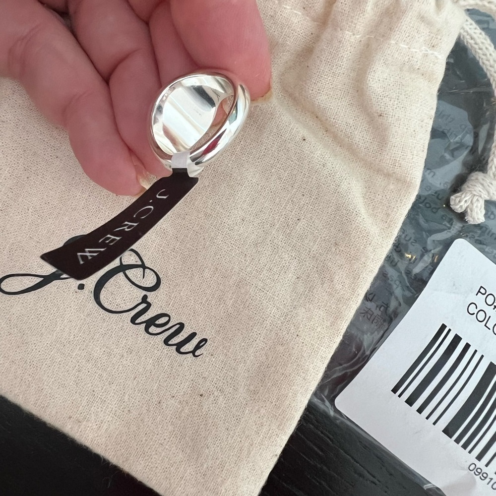 NEW J. Crew Sculptured Orb Silver Mirror Ring Size 6 - Picture 9 of 16